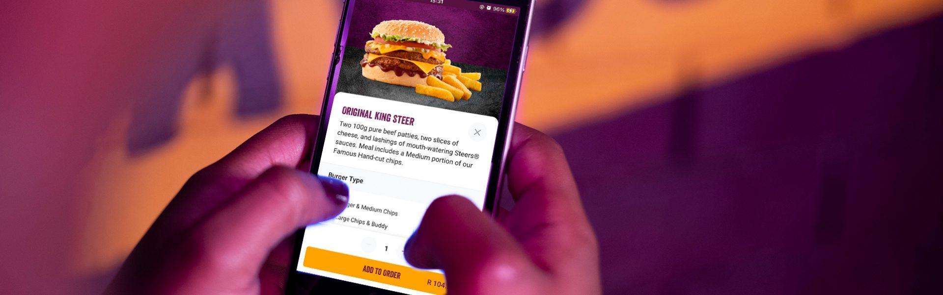 Steers ordering app on mobile phone