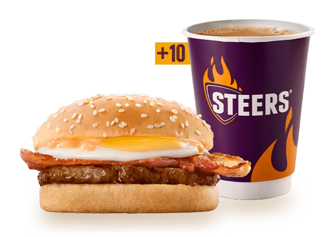 Beef Patty, Bacon & Egg Breakfast Bun