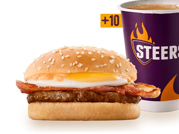 Beef Patty, Bacon & Egg Breakfast Bun