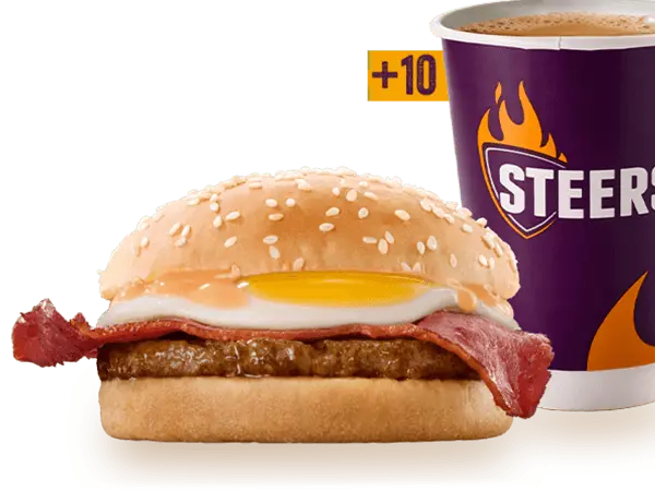Beef Patty, Bacon & Egg Breakfast Bun