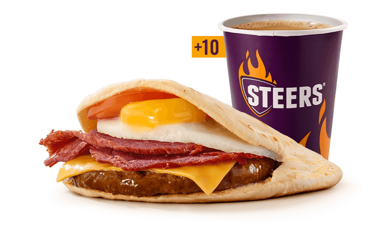 Beef Patty, Macon, Egg & Cheese  Pita