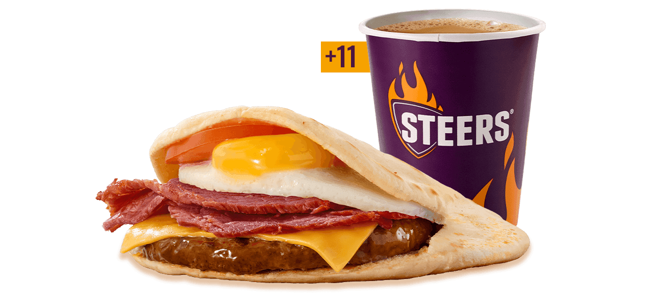 Beef Patty, Macon°, Egg & Cheese  Pita