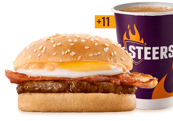 Beef Patty, Bacon & Egg Breakfast Bun