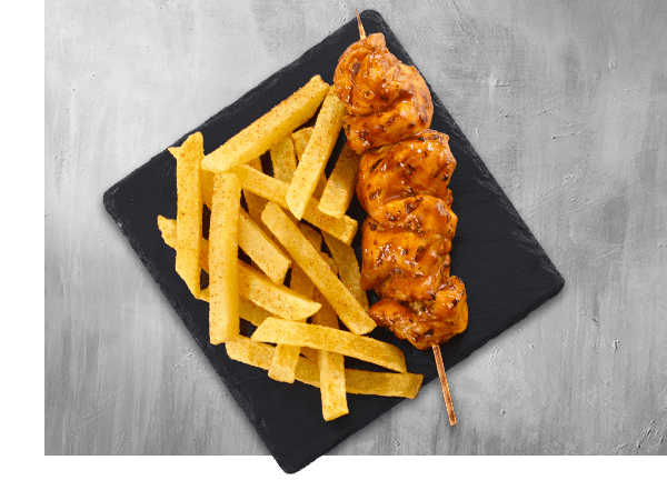 Chicken Skewer with small chips