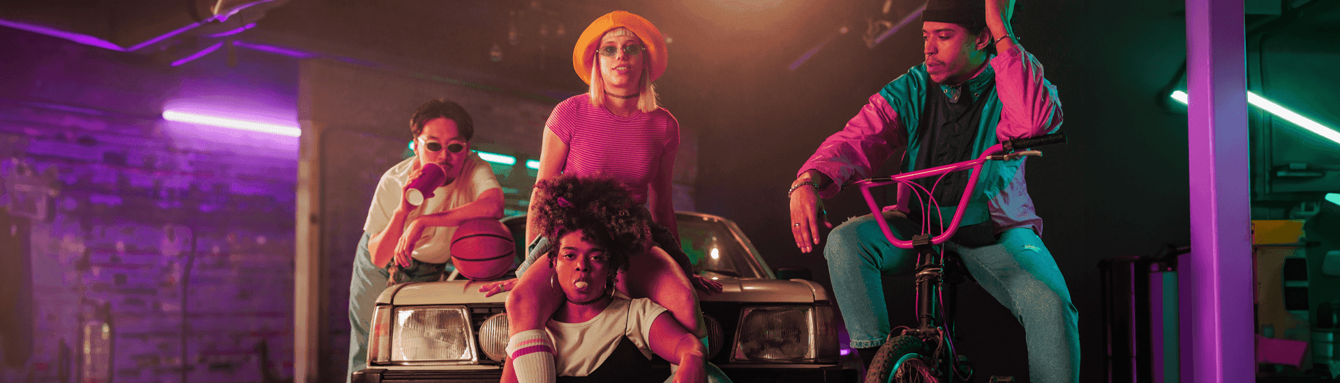 Models posting with unique fashion