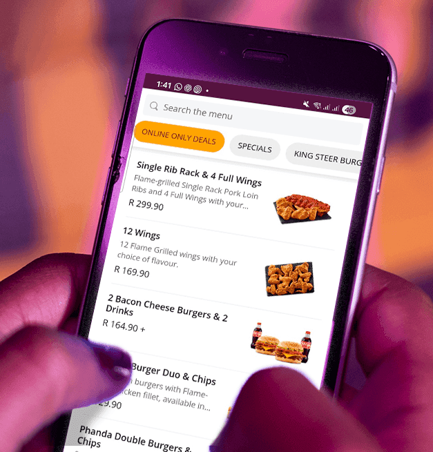 Steers ordering app on mobile phone