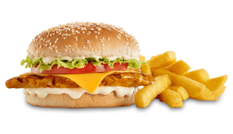 Chicken Cheese Burger & Chips