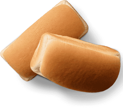 Two soft white bread rolls with golden brown tops isolated on transparent background