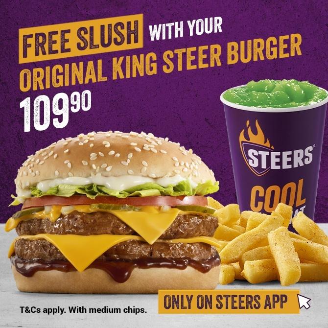 Original King Steer Burger Meal with FREE Slush promotion