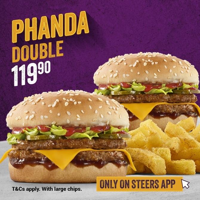 Phanda Double Meal with 2x Phanda Double Burgers and large chips