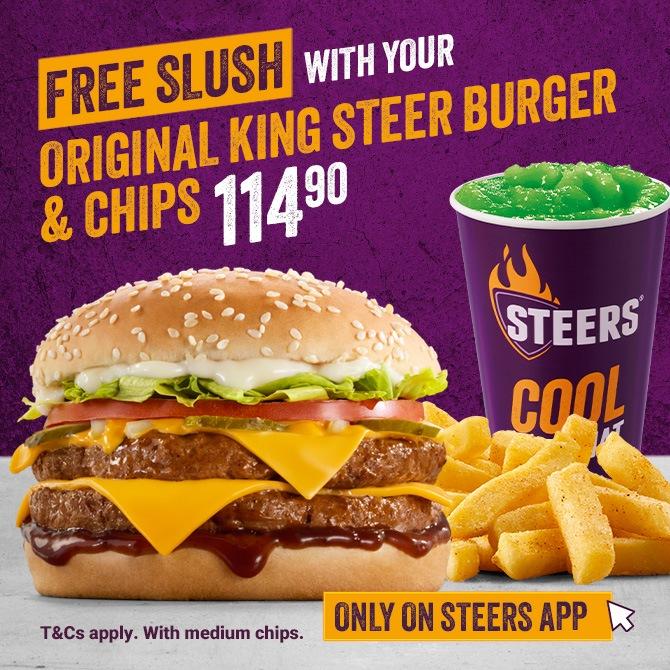 Original King Steer Burger Meal with FREE Slush promotion
