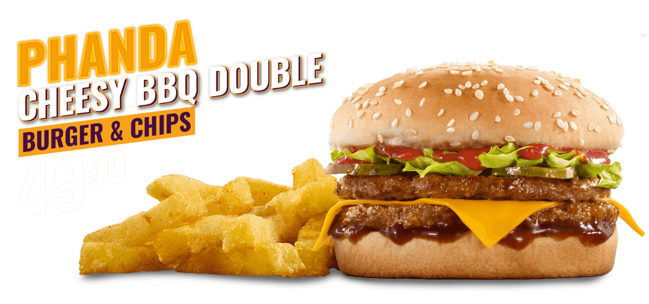 Cheesy BBQ Double Burger with chips