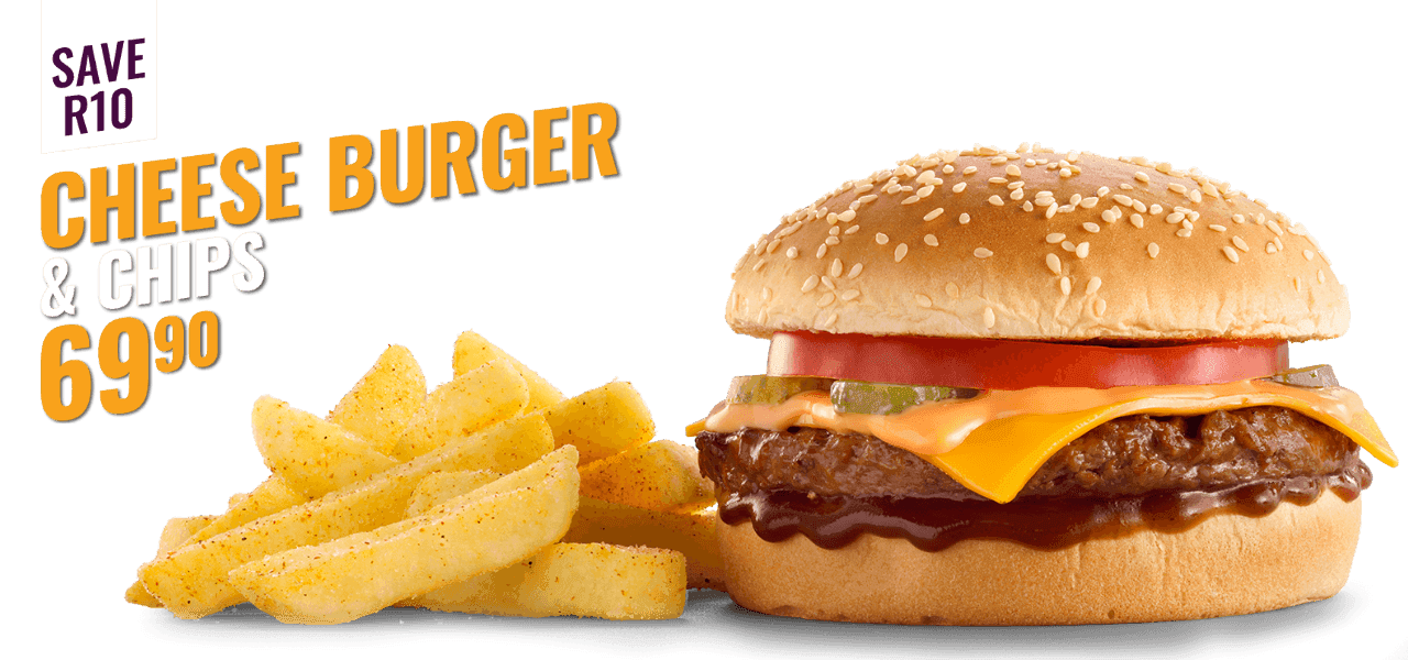 Cheese Burger with hand-cut chips