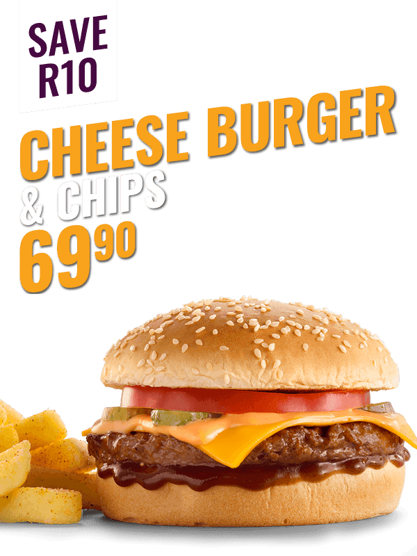 Cheese Burger with hand-cut chips